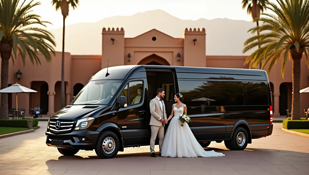 Flux Dev A luxurious minibus parked in front of a grand Morocc 3 1